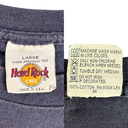 【Hard Rock CAFE】ハードロックカフェ vintage Tシャツ ネイビー made in USA（L）★KJ・NM着用 L