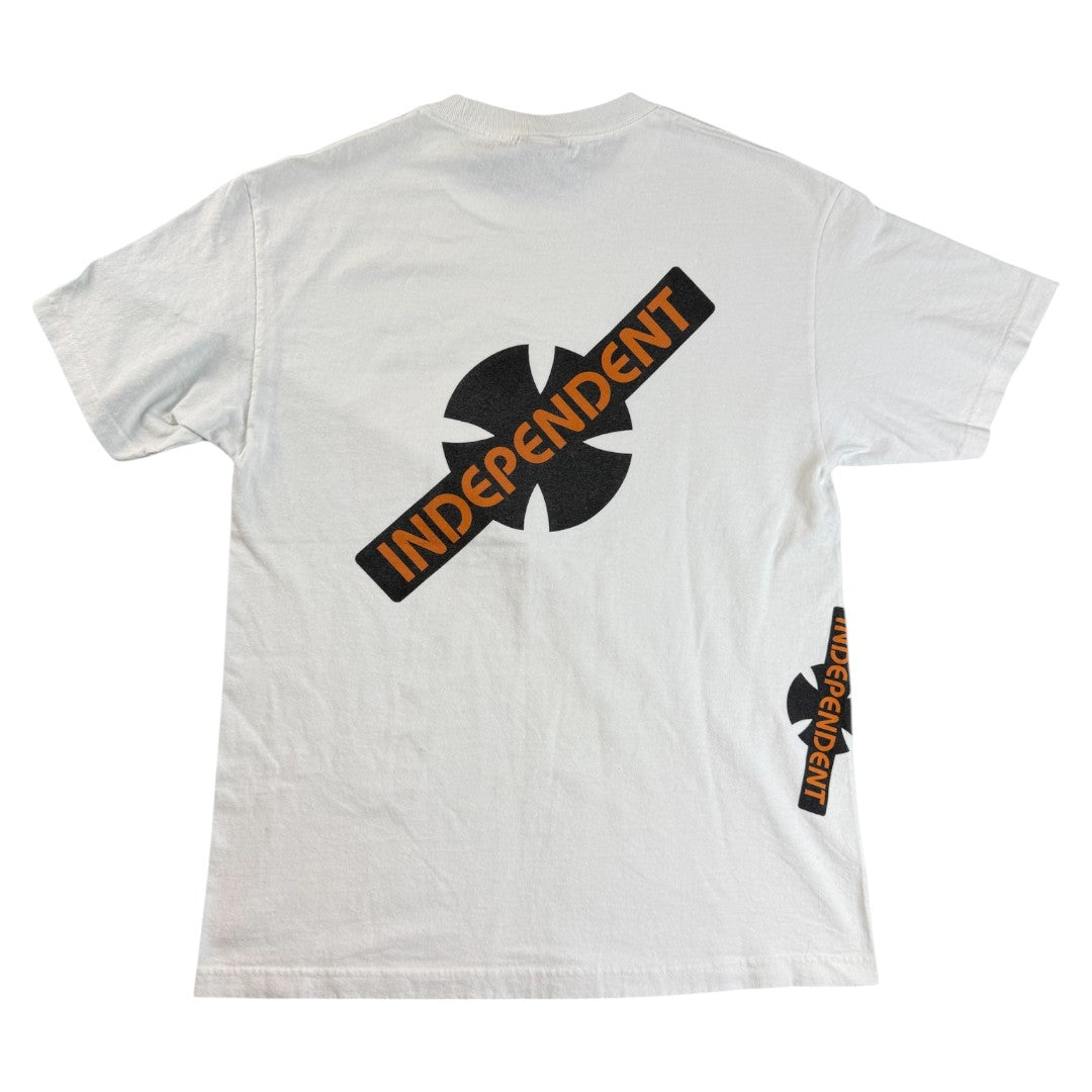 【INDEPENDENT】インディペンデント オレンジロゴプリントTシャツ（ホワイト）/ 90’s / NHSタグ / Lサイズ相当
