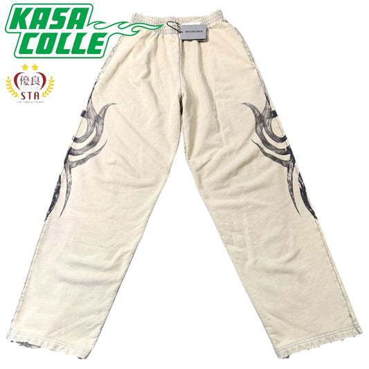 BALENCIAGA Y2K Baggy Sweatpants, Light Beige, Archetype Fleece, Size XS