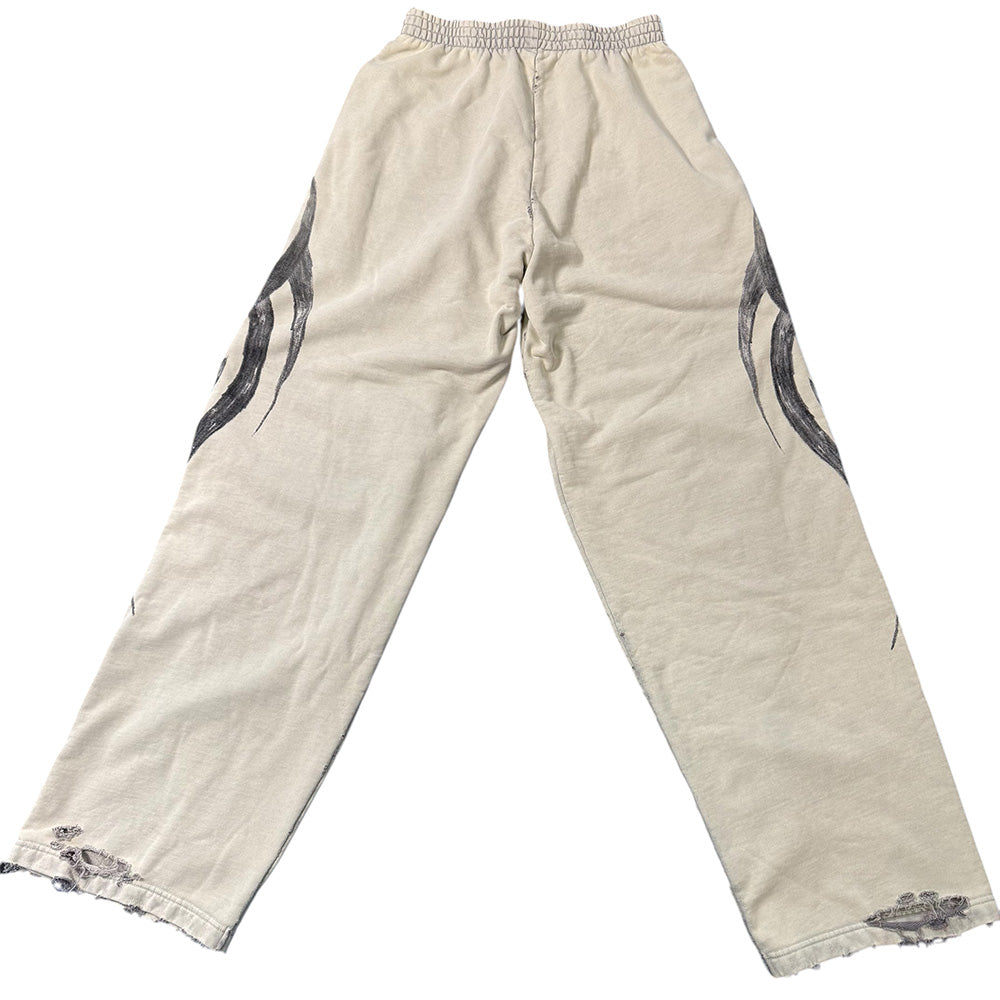 BALENCIAGA Y2K Baggy Sweatpants, Light Beige, Archetype Fleece, Size XS