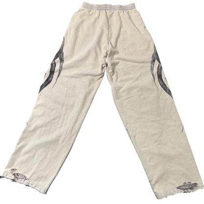 BALENCIAGA Y2K Baggy Sweatpants, Light Beige, Archetype Fleece, Size XS