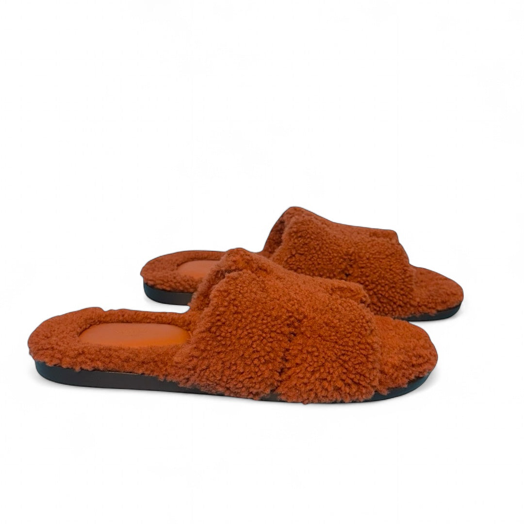 Hermes Oran Cognac Sheepskin Sandals