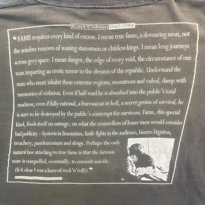 【NIRVANA】ニルヴァーナ Kurt Cobain(カートコバーン) Tシャツ (1967-1994) Vintage M