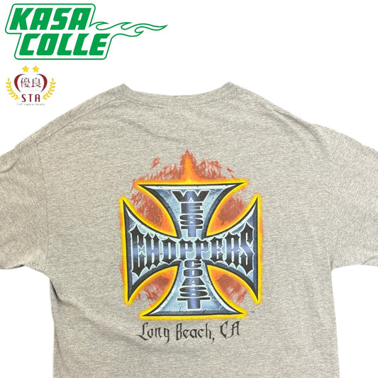[WEST COAST CHOPPERS] West Coast Choppers Cross x Fire Print T-Shirt 90's XL