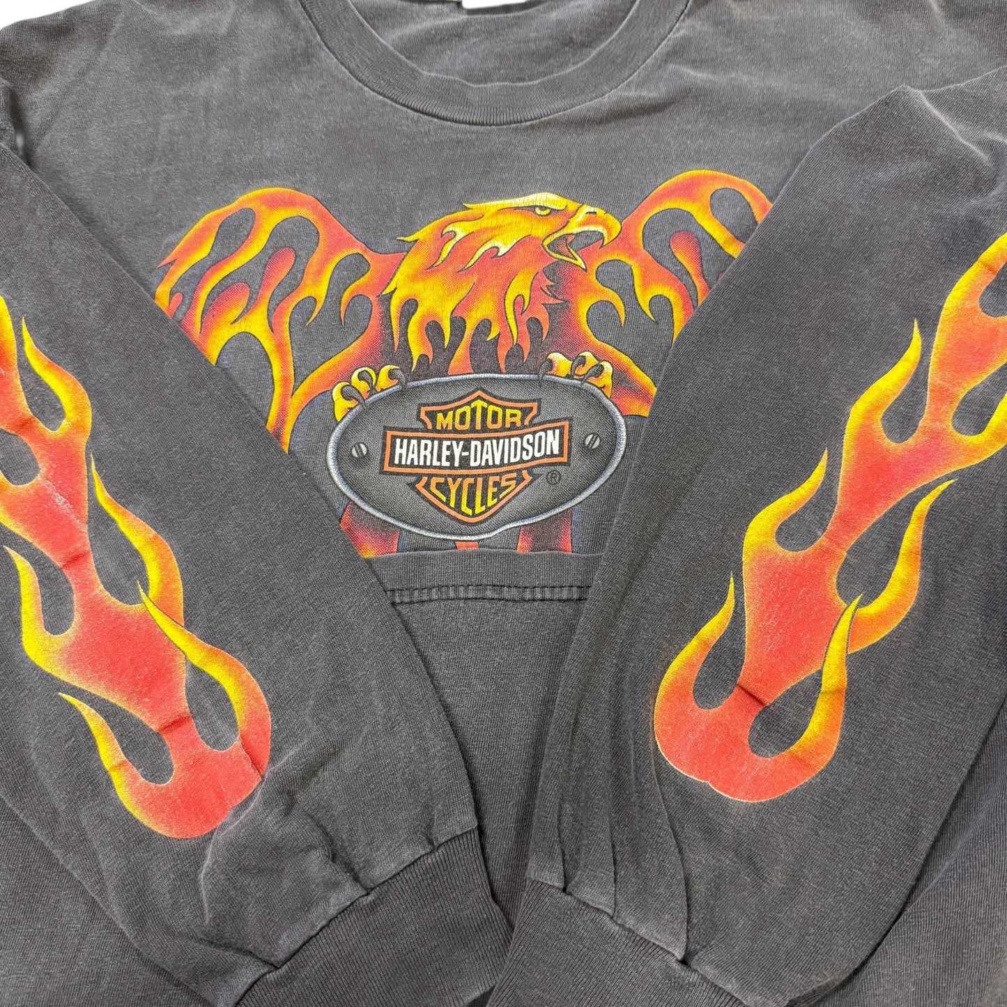 【HARLEY DAVIDSON】ハーレーダビットソン FLAME EAGLE SANTA CRUZ USA製 Tシャツ L