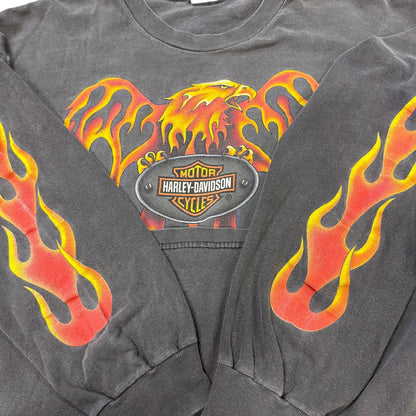 【HARLEY DAVIDSON】ハーレーダビットソン FLAME EAGLE SANTA CRUZ USA製 Tシャツ L