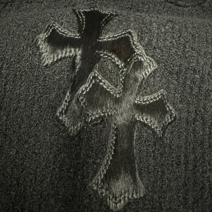 【CHROME HEARTS】クロムハーツ ハラコクロスパッチ ストレッチニットパーカー