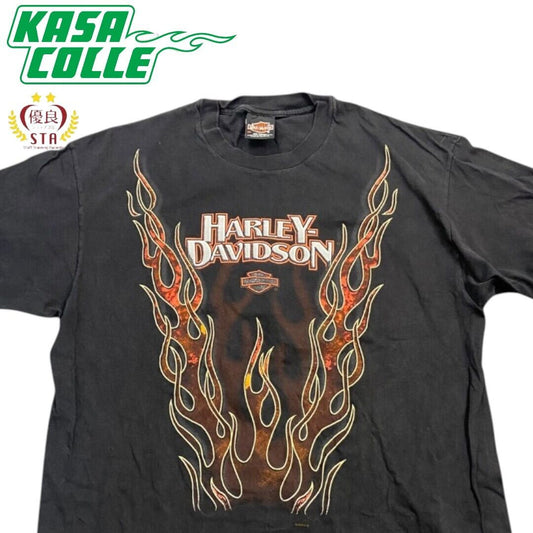 [Harley-Davidson] Harley-Davidson 90's Vintage T-Shirt "Flame Pattern" Size L