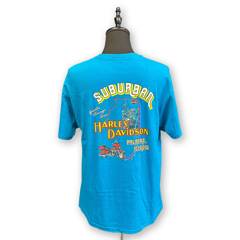 【HARLEY DAVIDSON】ハーレーダビッドソン Fireball SUBURBAN 1986コピーライト USA製 Vintage Tシャツ XL
