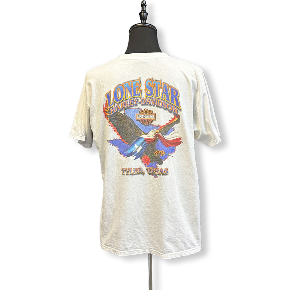 【HARLEY DAVIDSON】ハーレーダビッドソン "TYLER TEXAS" イーグルバックプリント 2002コピーライト Vintage Tシャツ XL