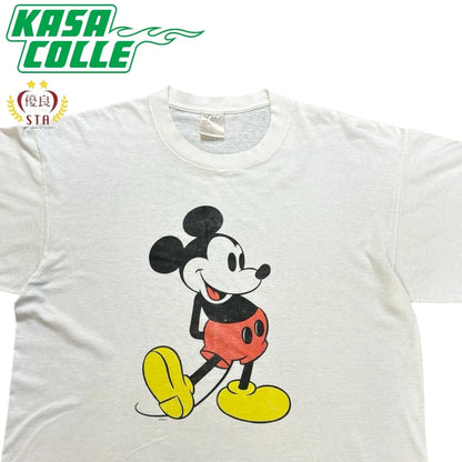 [MICKEY MOUSE] Mickey Mouse Vintage T-shirt, White Body (Tag: ONEITA POWER / 50 Plus | Made in USA) XL